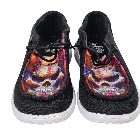 NWOT Skull Graphic Flat Slip On Shoes - Picture 3 of 8